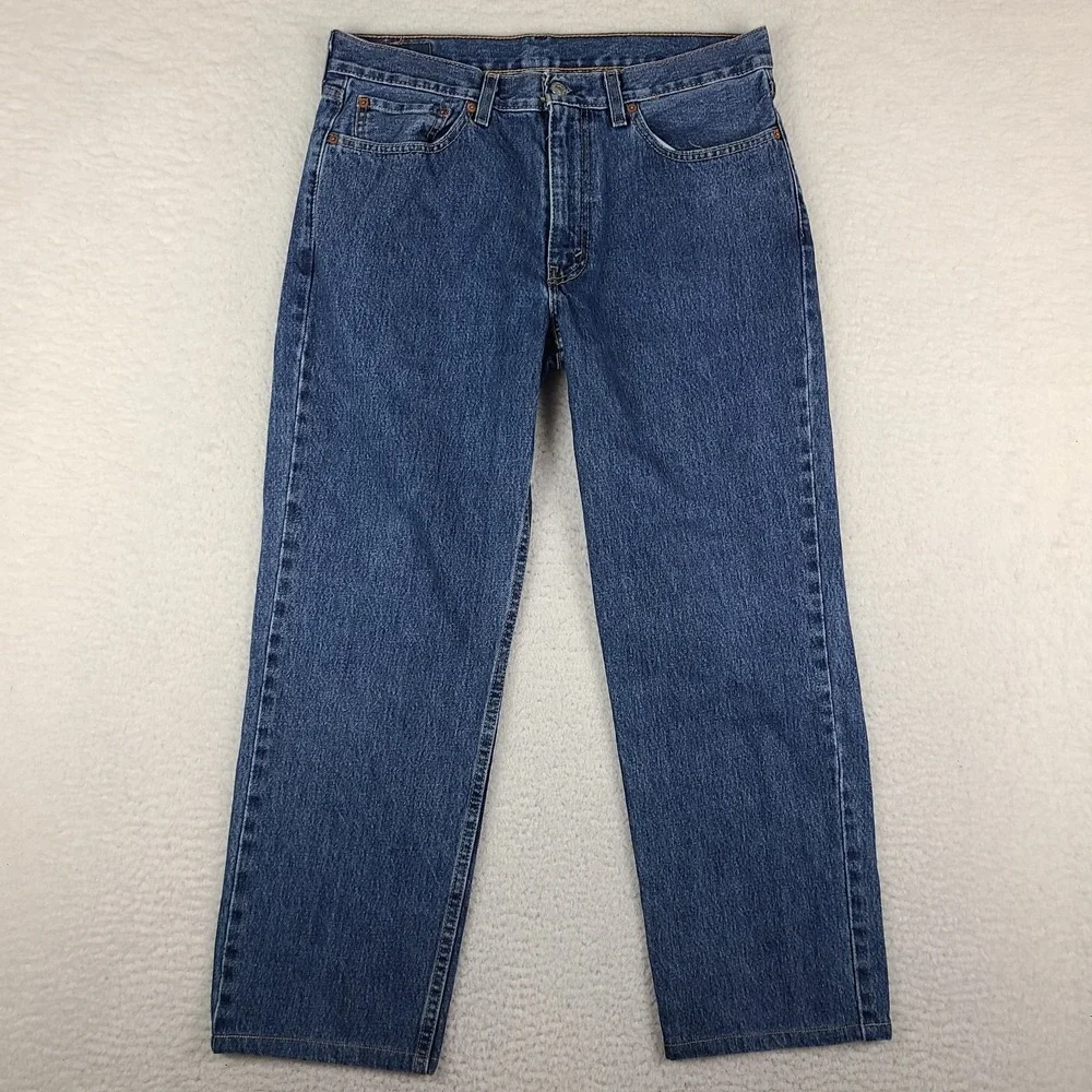 Levi's 550 Jeans Mens 32x27 Blue Relaxed Fit Medium Wash Denim HEMMED